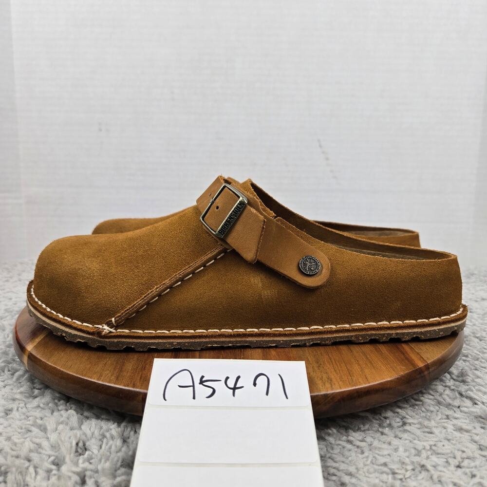 Birkenstock Mens 44 Lutry Brown Premium Suede Clog Casual Lifestyle Backstrap